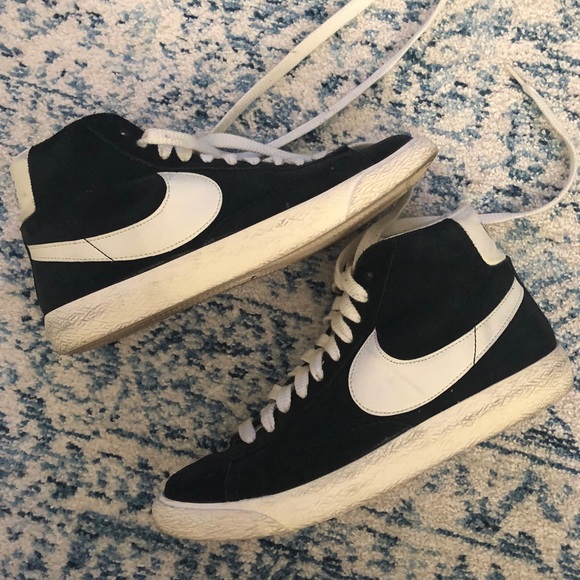 nike blazer hi suede vintage black white
